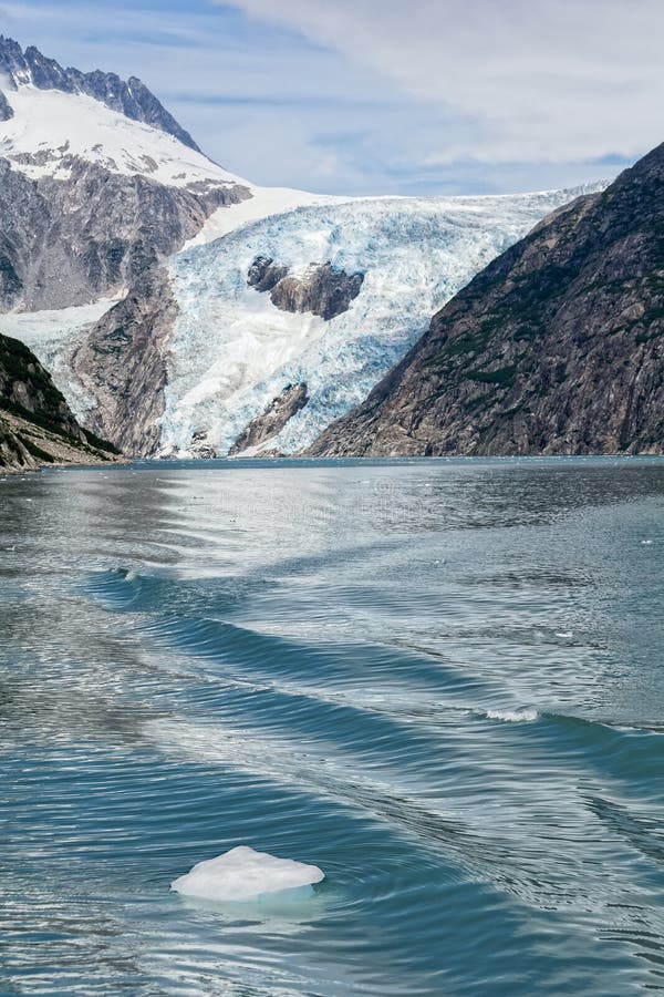 Northwestern Glacier with Wake Stock Photo - Image of hillside, water ...