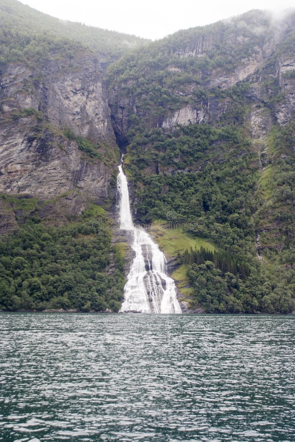 Norway Bridal Veil Falls Geirangerfjord Stock Photo Image of