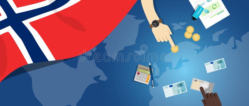 Norway Economy Fiscal Money Trade Concept Illustration of Financial Banking  Budget with Flag Map and Currency Stock Vector - Illustration of financial,  budget: 86459268