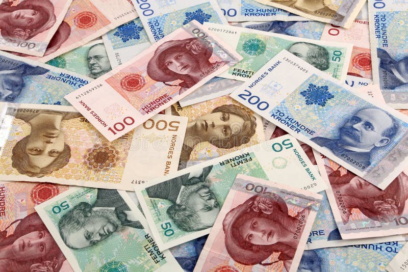 Different norwegian banknotes - called Kroner. Different norwegian banknotes - called Kroner