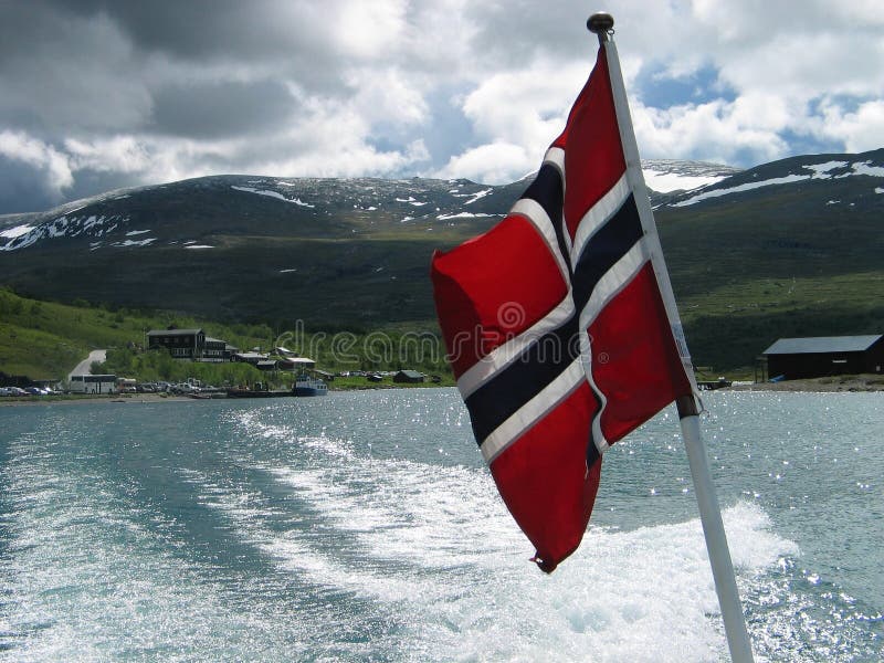 Norwegian Flag on a Stern of a Boat Stock Image Image of stern
