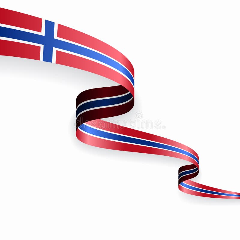Norwegian Flag Wavy Ribbon Background. Vector Illustration. Stock