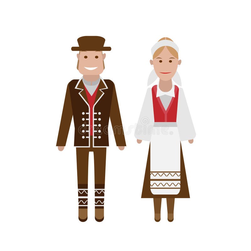 Norwegian national costume stock vector. Illustration of people - 33410974