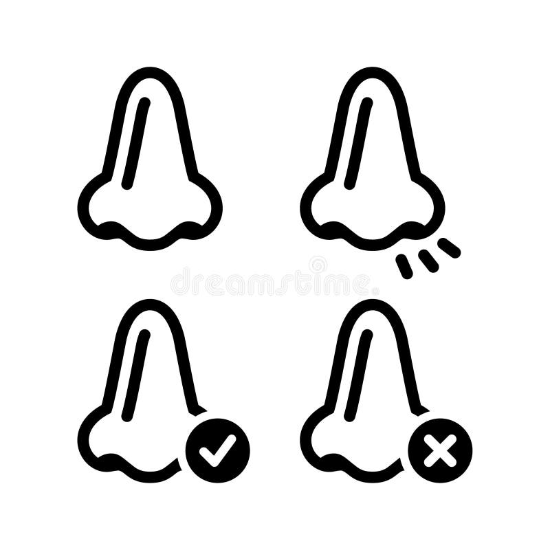 Nose smell vecotr black icons set royalty free illustration