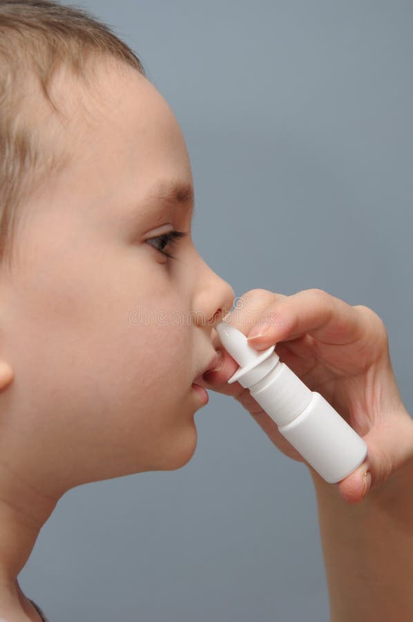Nose spray for children stock photo. Image of caucasian 50227492