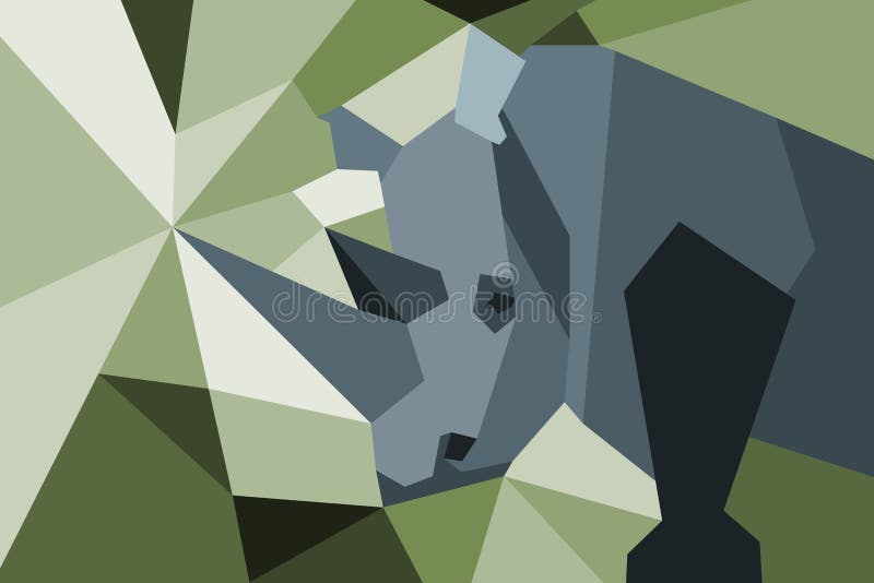 Noshörning med poly diagonal design royaltyfri illustrationer