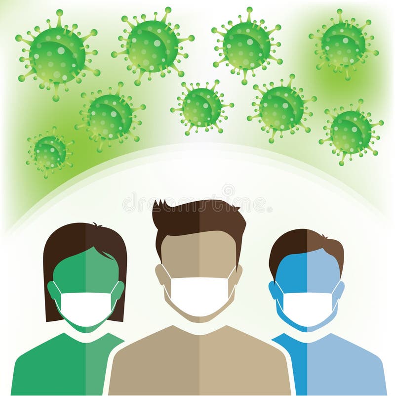 Wear a protective mask to protect COVID-19 coronavirus symbol vector. Wear a protective mask to protect COVID-19 coronavirus symbol vector