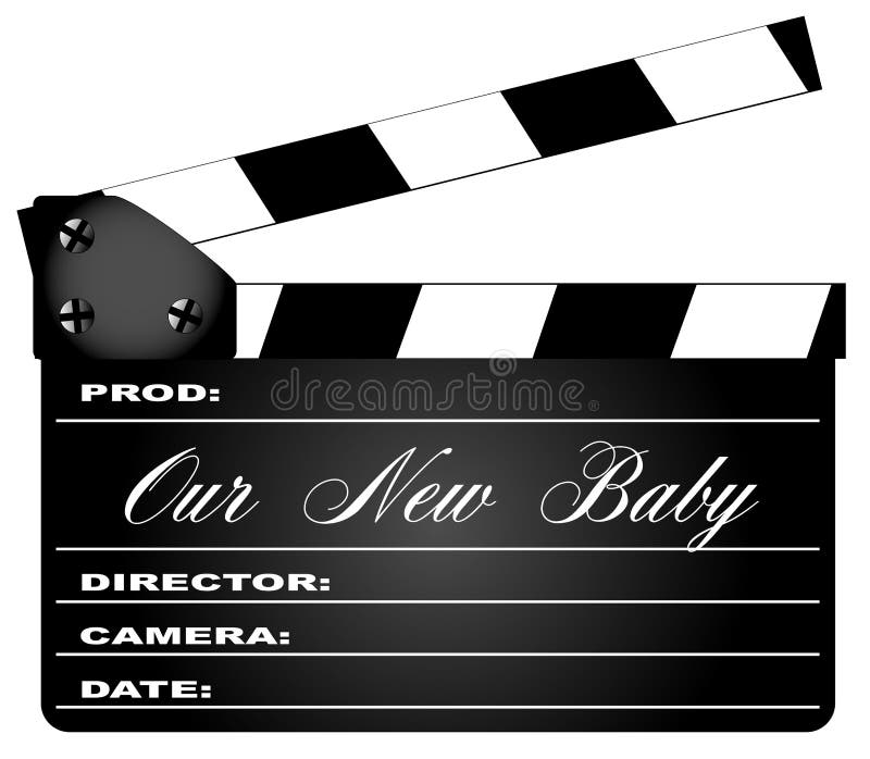 Nosso bebê novo Clapperboard ilustração stock Nosso bebê novo Clapperboard ilustração stock