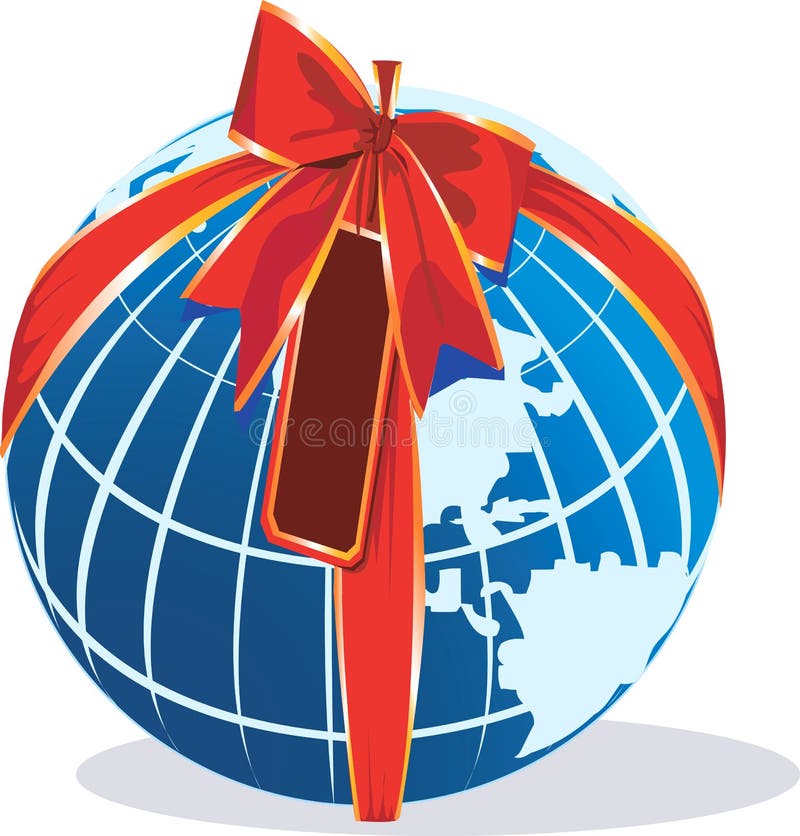 Illustration of world is decorated with the ribbon. Illustration of world is decorated with the ribbon