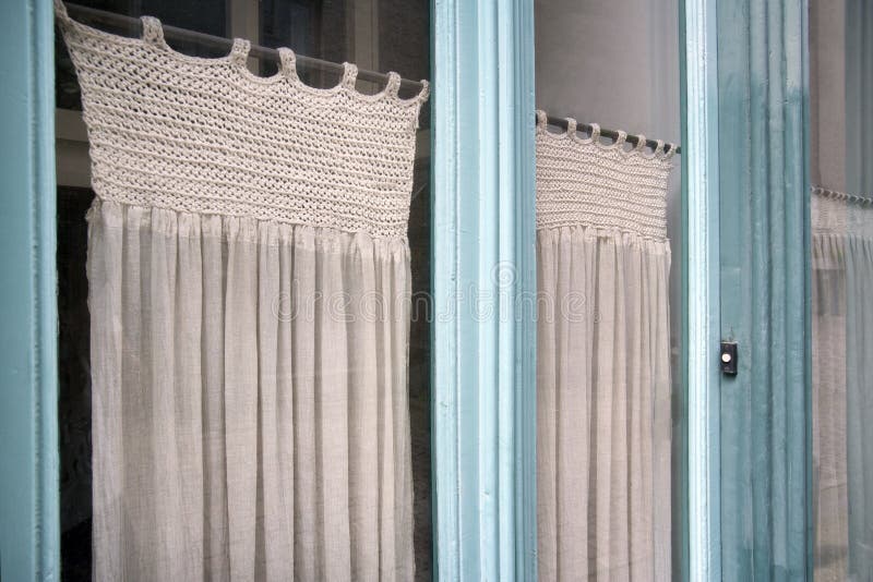 Nostalgia Glass Front Door and Curtains Stock Photo Image of