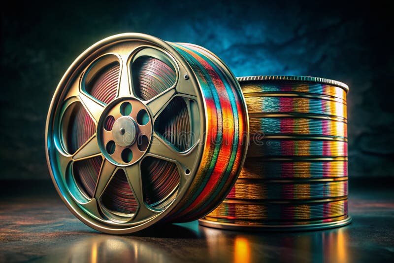 Nostalgic Vintage Reel Canister A Darkly Enchanting still Life Perfect för RetroThated Dedesign Posters eller Digital royaltyfri illustrationer