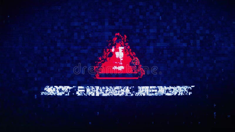 Not Enough Memory Text Digital Noise Twitch Glitch Distortion Effect Error Loop Animation. vector illustration