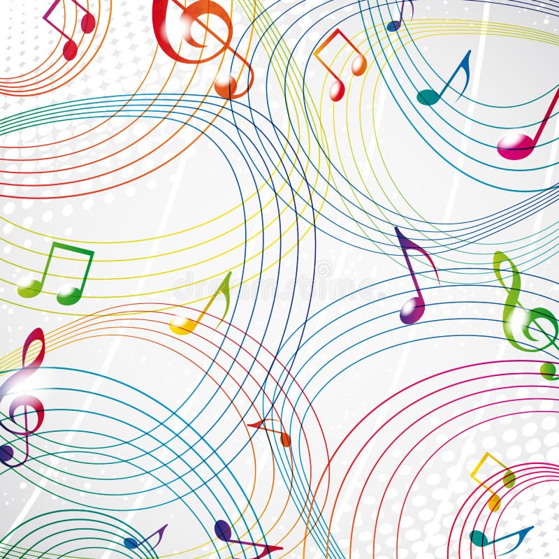 Nota musical colorida sobre um fundo cinzento ilustração do vetor