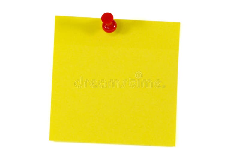 Nota de post-it y Pin del empuje foto de archivo Nota de post-it y Pin del empuje foto de archivo
