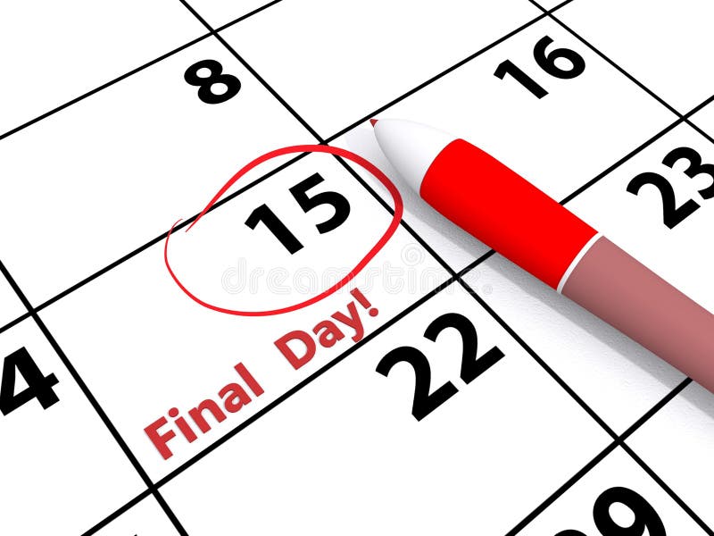 Nota final do dia no calendário ilustração do vetor