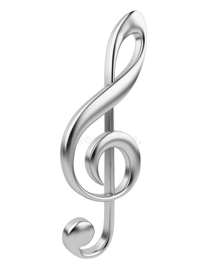 Nota metallica 3D di musica. Icona isolata su bianco illustrazione di stock Nota metallica 3D di musica. Icona isolata su bianco illustrazione di stock