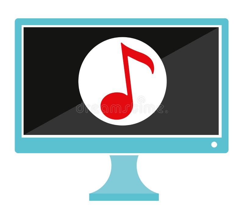 Nota musicale illustrazione vettoriale sullo schermo del computer illustrazione di stock