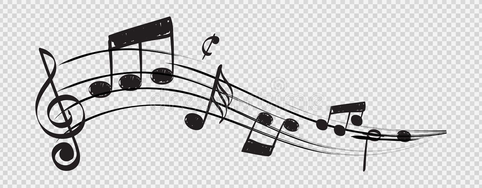 Nota musicale La chiave tripla del personale nota il vettore di concetto del musicista isolata su fondo trasparente Nota musicale La chiave tripla del personale nota il vettore di concetto del musicista isolata su fondo trasparente