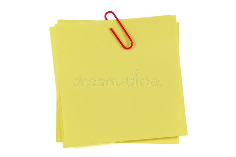Nota y clip de post-it fotos de archivo libres de regalías Nota y clip de post-it fotos de archivo libres de regalías