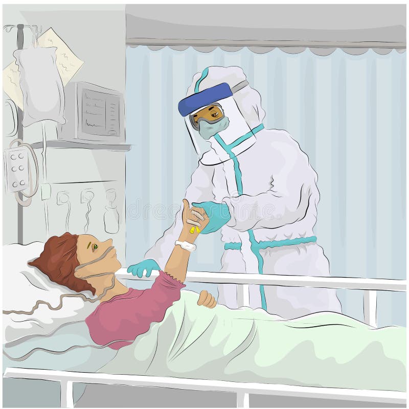 Hospital feeling. Сильный доктор. Female Doctor with Mask cartoon.