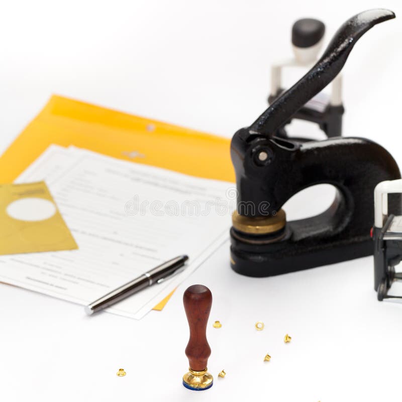 Notary Public supplies stock image. Image of black, emboss 44404653