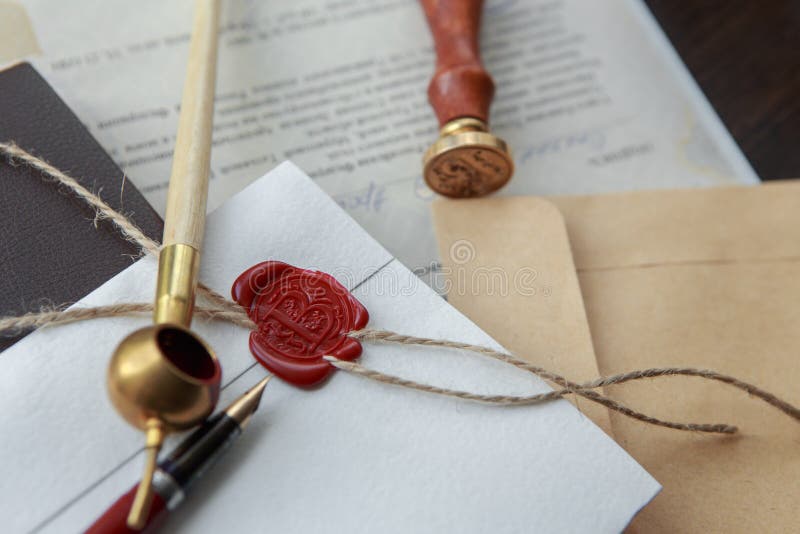 Notary`s Public Pen and Stamp on Testament and Last Will. Notary Public