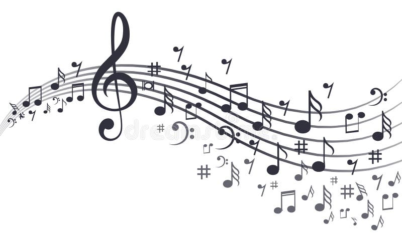 Notas de la música con las ondas en blanco ilustración del vector Notas de la música con las ondas en blanco ilustración del vector