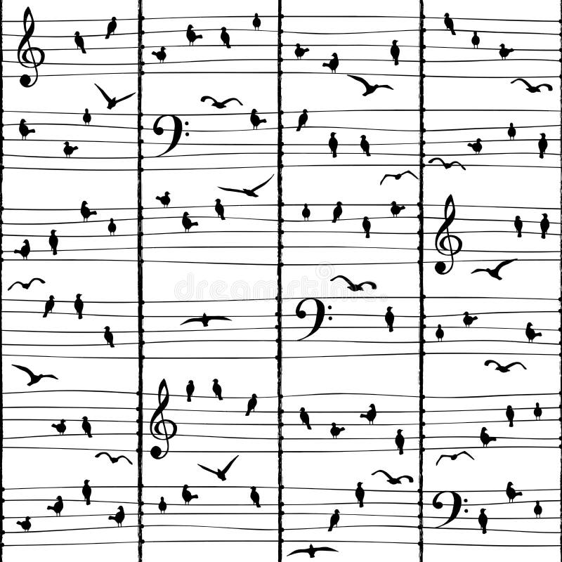 Notas musicales del pájaro y x28; pattern& inconsútil x29; libre illustration Notas musicales del pájaro y x28; pattern& inconsútil x29; libre illustration