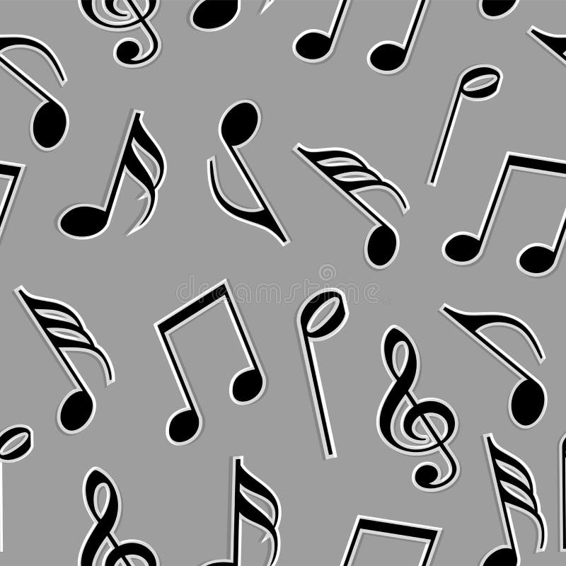 Notas Musicales En Color Blanco Y Negro Stock de ilustración Ilustración de clavo, modelo