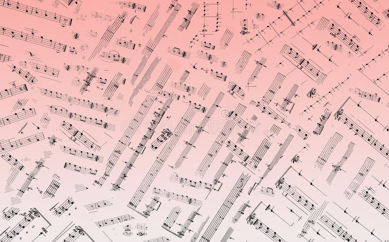Notas musicales en una composición aleatoria como en la música jazz. La música acompaña a la vida como banda sonora de los tiempos