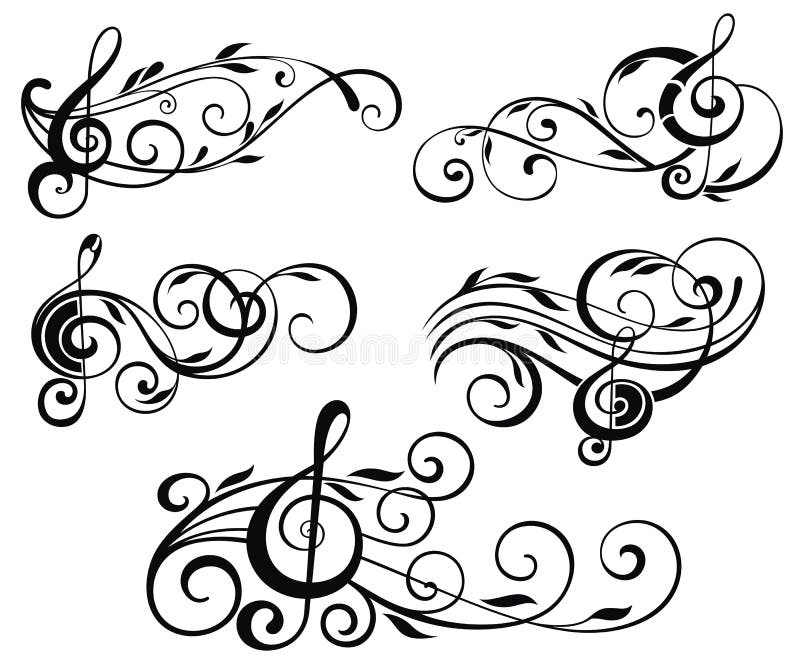 Notas ornamentales de la música ilustración del vector Notas ornamentales de la música ilustración del vector