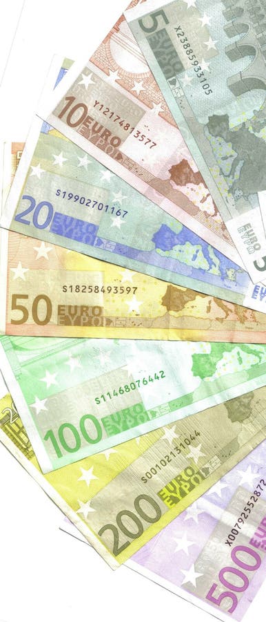 Detalhes do verso das notas de euro imagens de stock royalty free