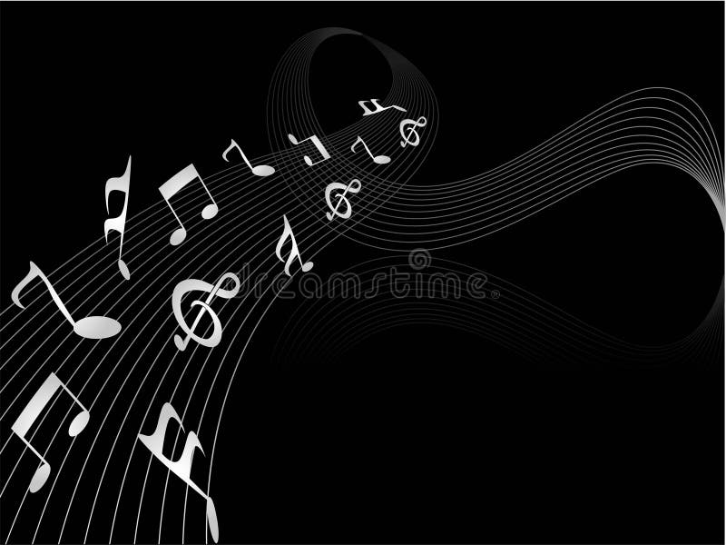 Musical notes on dark background. Musical notes on dark background