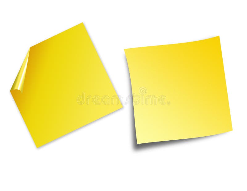 An illustration of post it notes isolated on white with room for text. An illustration of post it notes isolated on white with room for text
