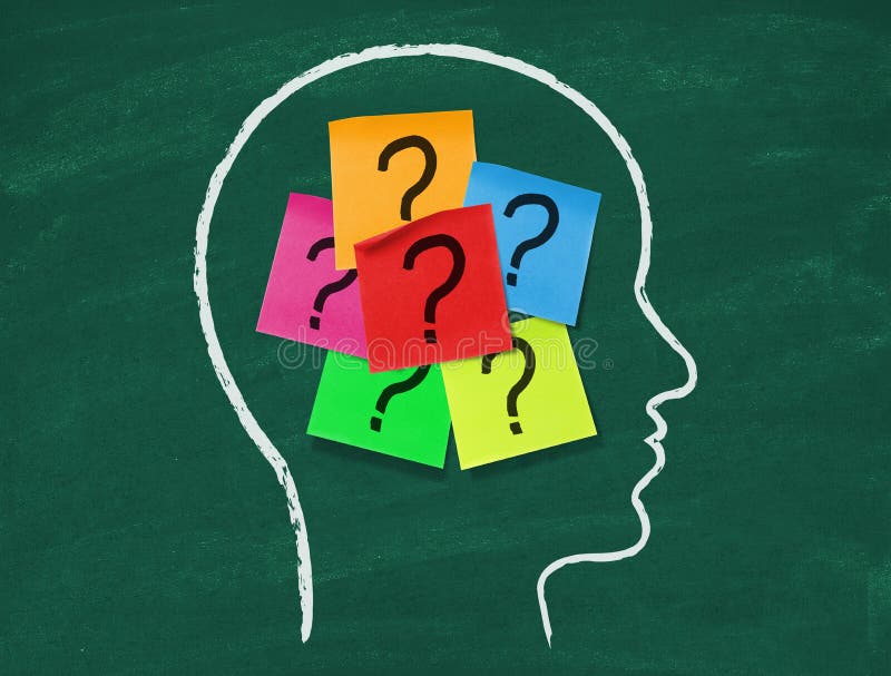 Rivolgere Interrogativi A Se Stessi Note Adesive Con I Punti Interrogativi Fotografia Stock - Immagine di