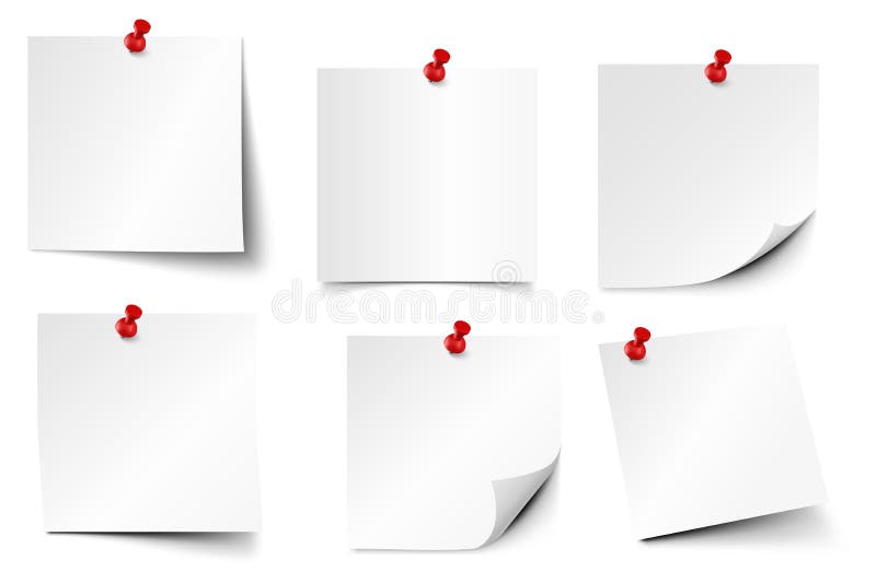 Note di carta incollate Fogli adesivi, note su pin e note adesivi per vettoriali realistici Carta per appunti allegata illustrazione di stock Note di carta incollate Fogli adesivi, note su pin e note adesivi per vettoriali realistici Carta per appunti allegata illustrazione di stock