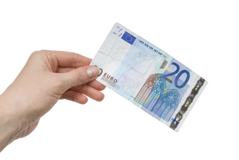 note femelle de main de l'euro 20 photo stock note femelle de main de l'euro 20 photo stock