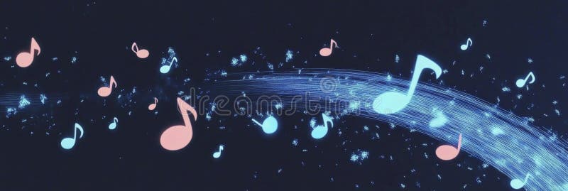 Note muzicale plutind într-o scenă cosmică senină vector illustration