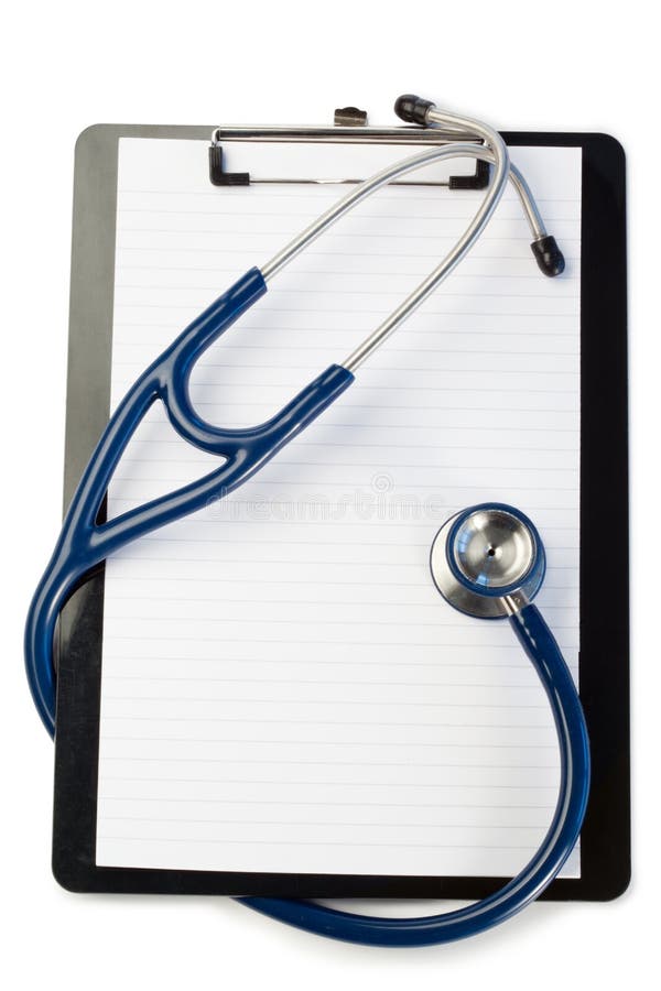 Note pad and stethoscope royalty free stock photography
