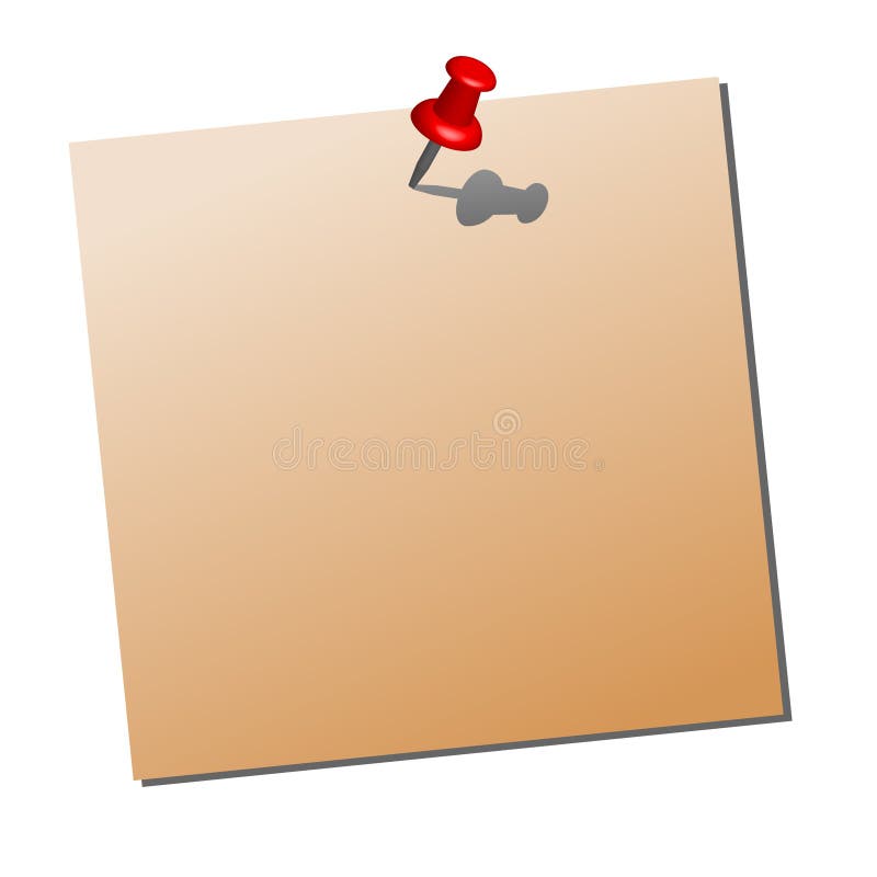 Note paper with pin (vector)