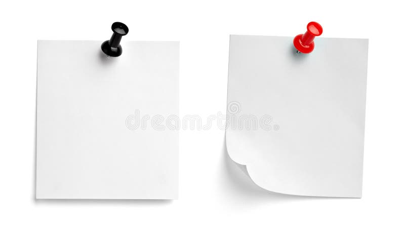 Note paper push pin message red white black