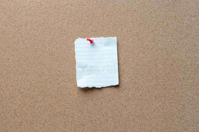 Note Paper with Tack on Cork Bulletin Board Stock Image Image of