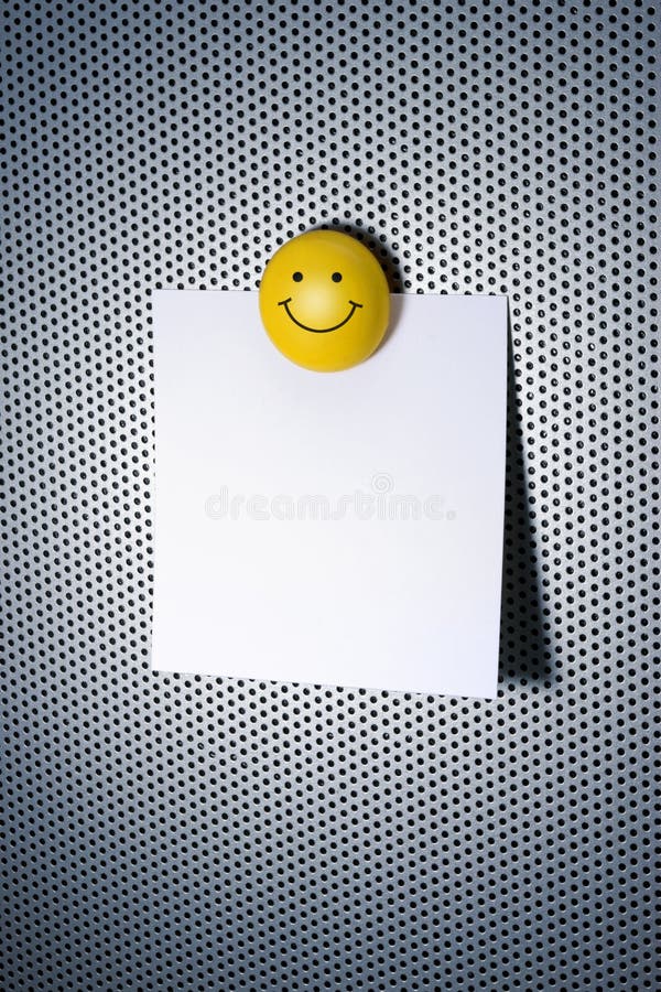 Note with Smiley Magnet stock photos