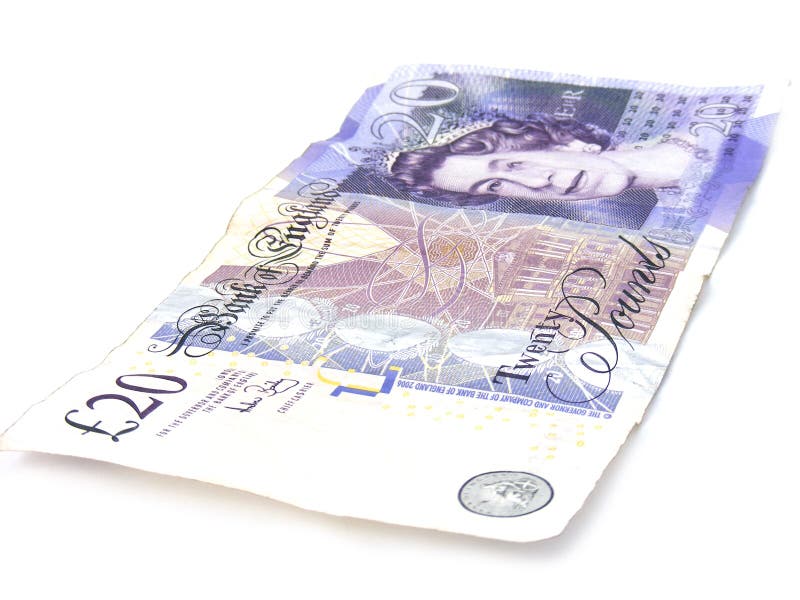 Note usée de 20 livres image stock Note usée de 20 livres image stock