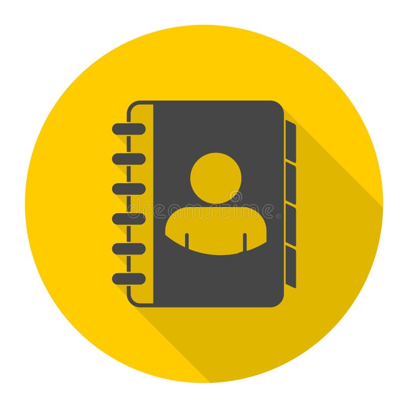 Notebook, address, phone book icon with long shadow vector illustration