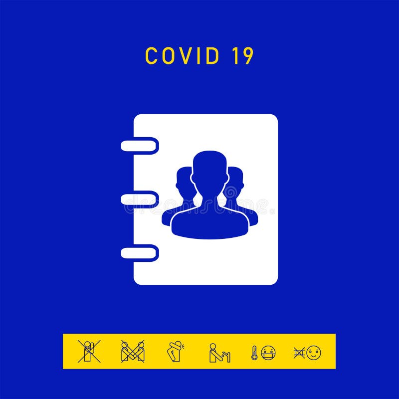 Notebook, address, phone book icon with symbol of group people. Graphic elements for your design stock illustration
