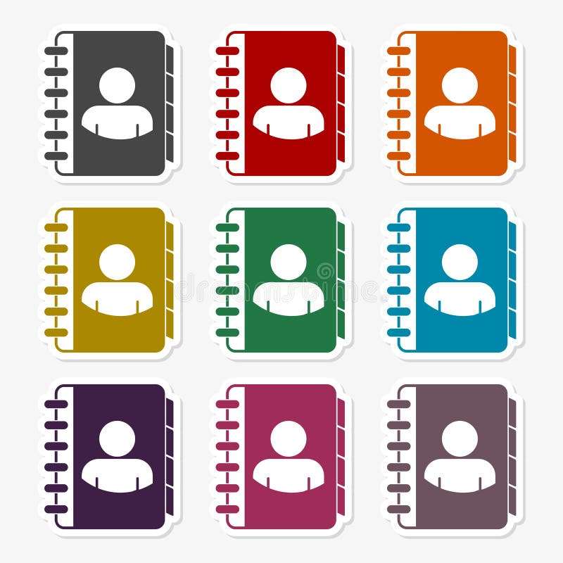 Notebook, address, phone book icons set stock illustration