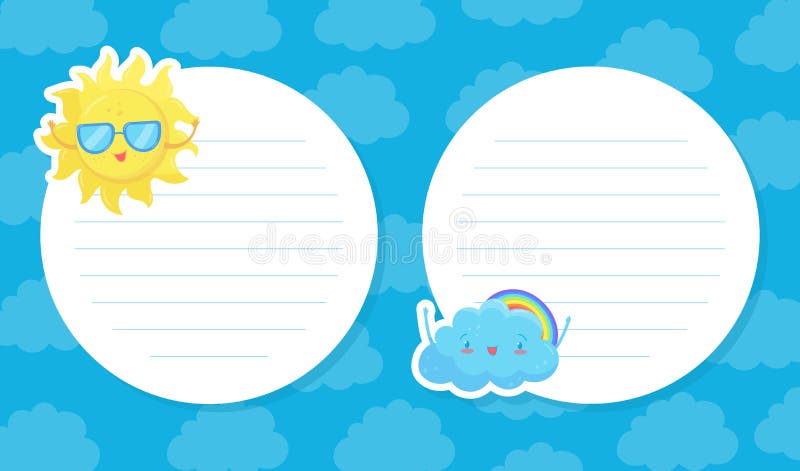Notebook Card Notes Stickers Page Template with Weather Forecast Notebook Card Notes Stickers Page Template with Weather Forecast
