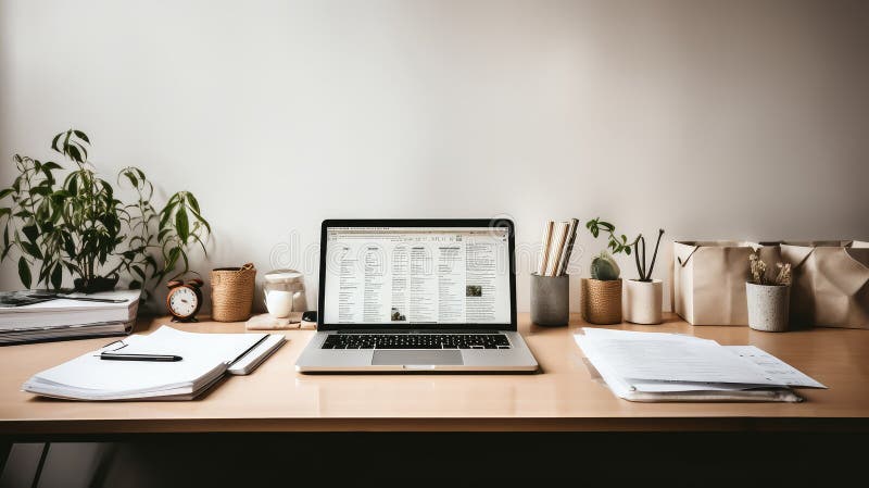 Notebook desk paperwork notebook desk paperwork illustration pen efficient workspace productivity concentration organized notebook royalty-vrije illustratie