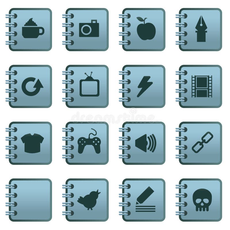 Notebook icons blue set 2